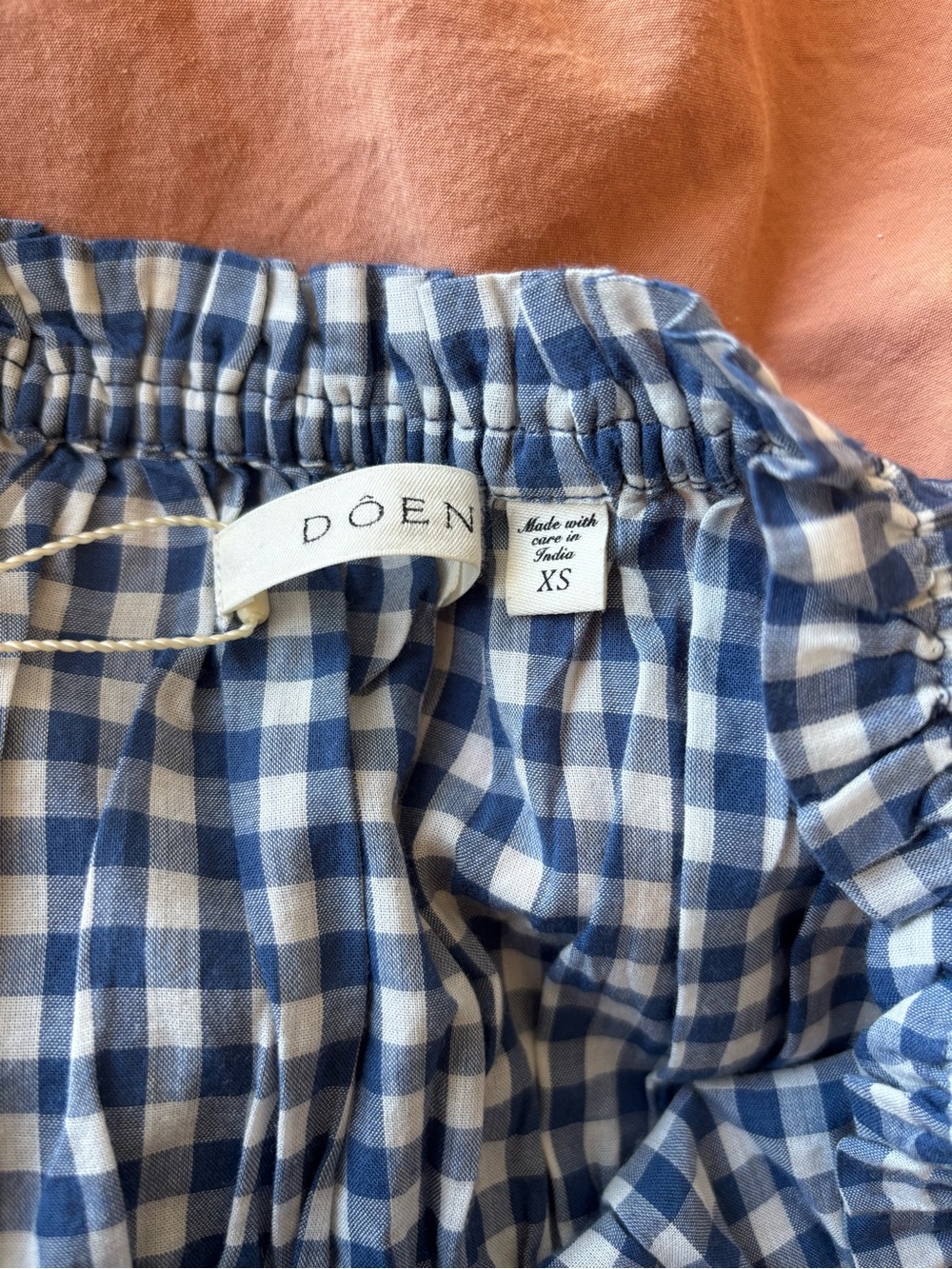 NWT Doen Emmaretta checked organic cotton-blend voile midi dress blue size XS - Picture 4 of 12
